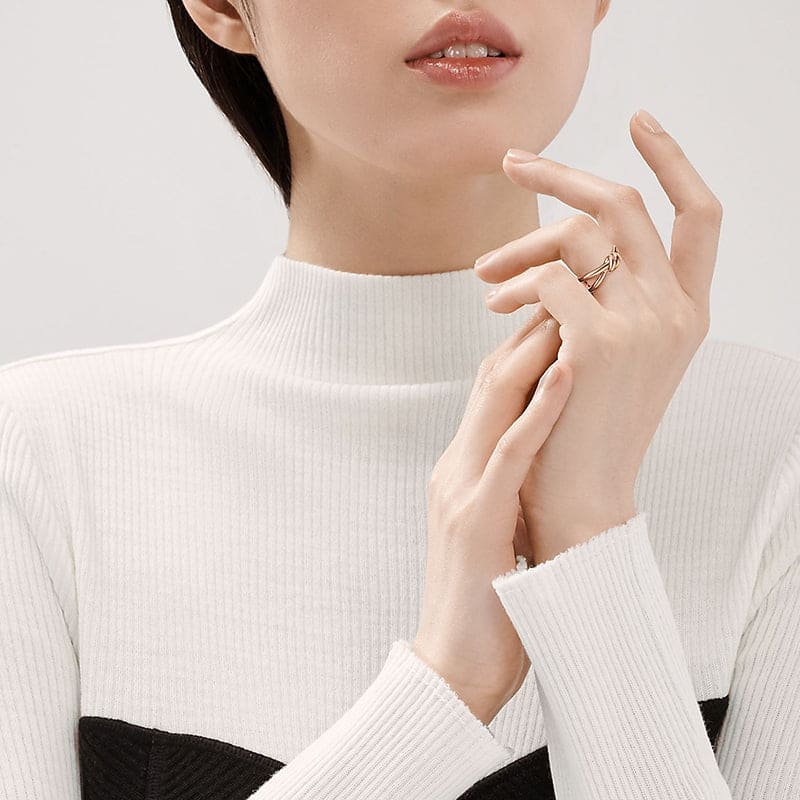 Knot Double Row 18K Yellow Gold Ring