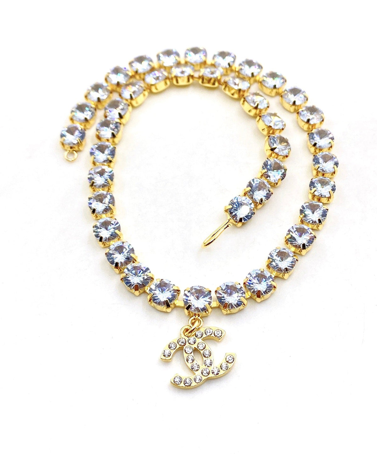 Chanel Crystals Chain 18K Gold Necklace
