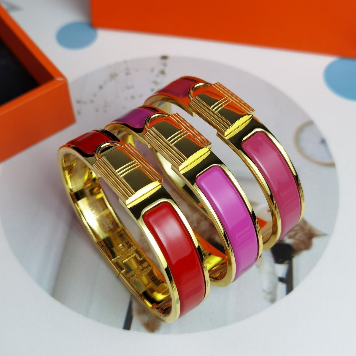 Hermes Clic Cadenas Red 18K Gold Bracelet