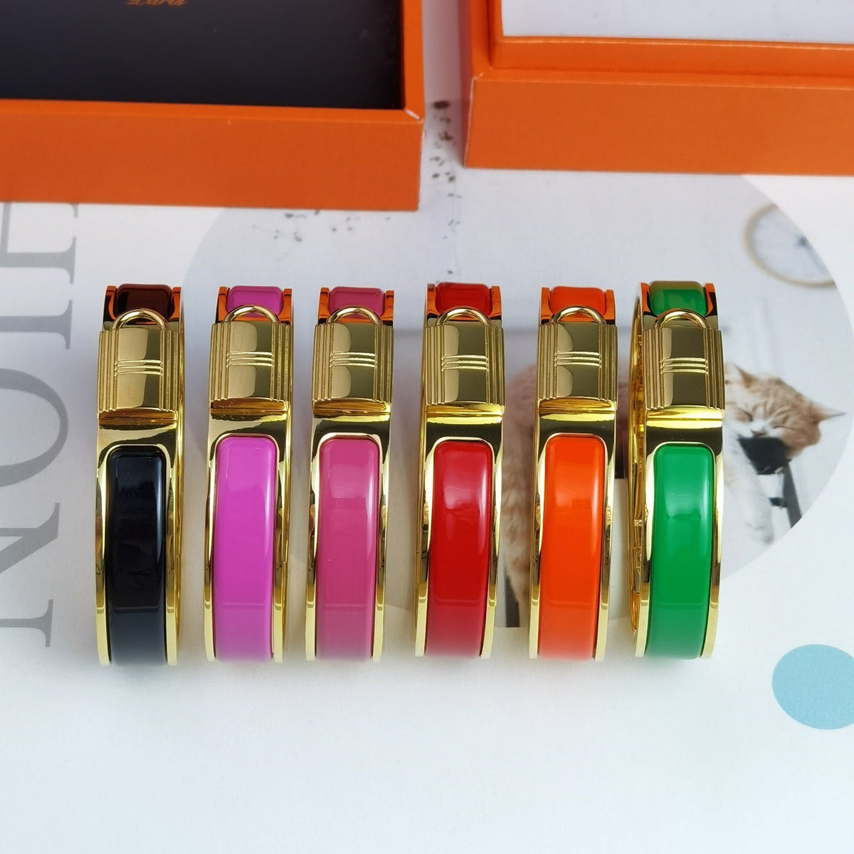Hermes Clic Cadenas Red 18K Gold Bracelet