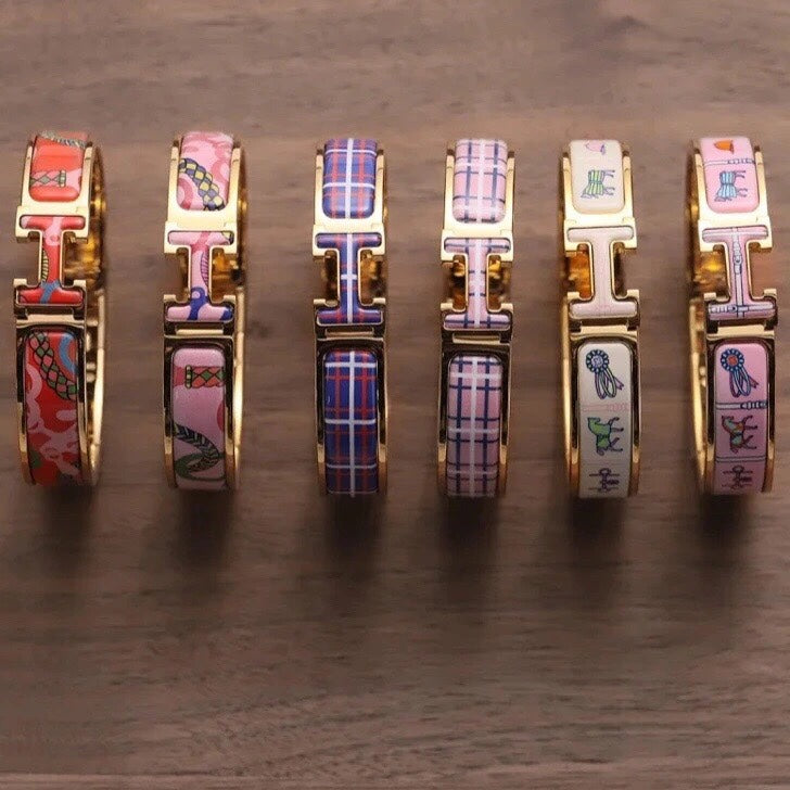 Hermes Clic Panoplie Equestre Red 18K Gold Bracelet