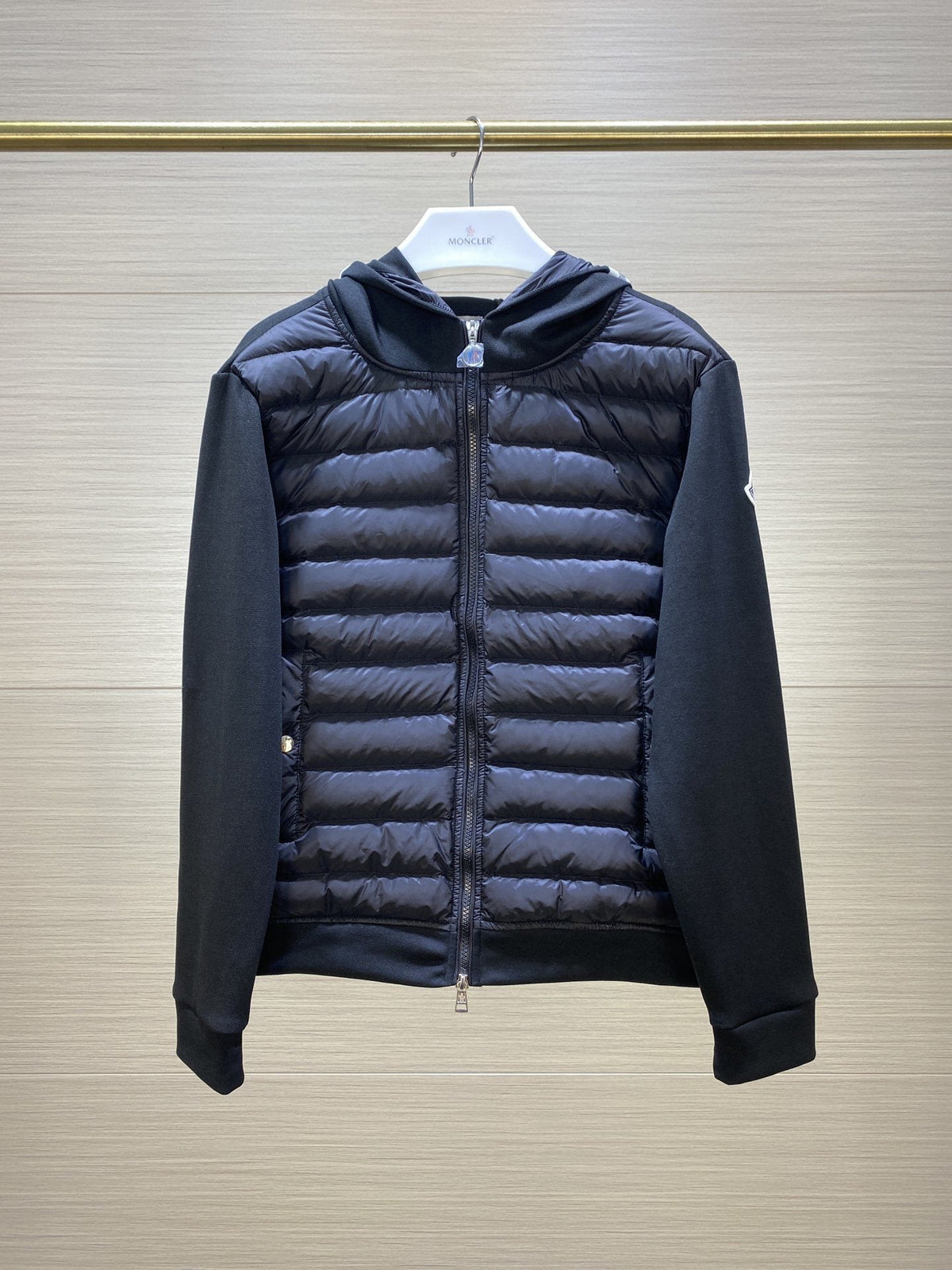 Moncler Black Sweater Sleeve Down Jacket — hero
