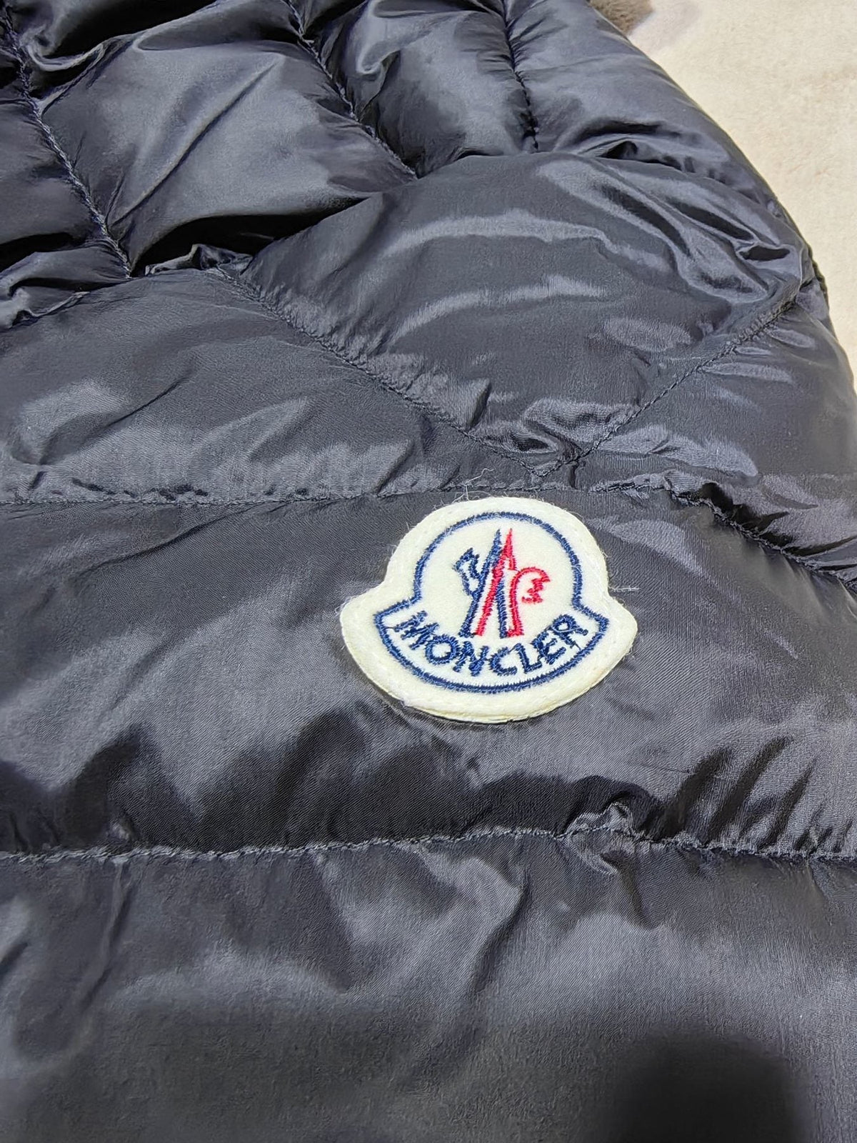Moncler Black Stand-Collar Quilted Puffer Coat — detail