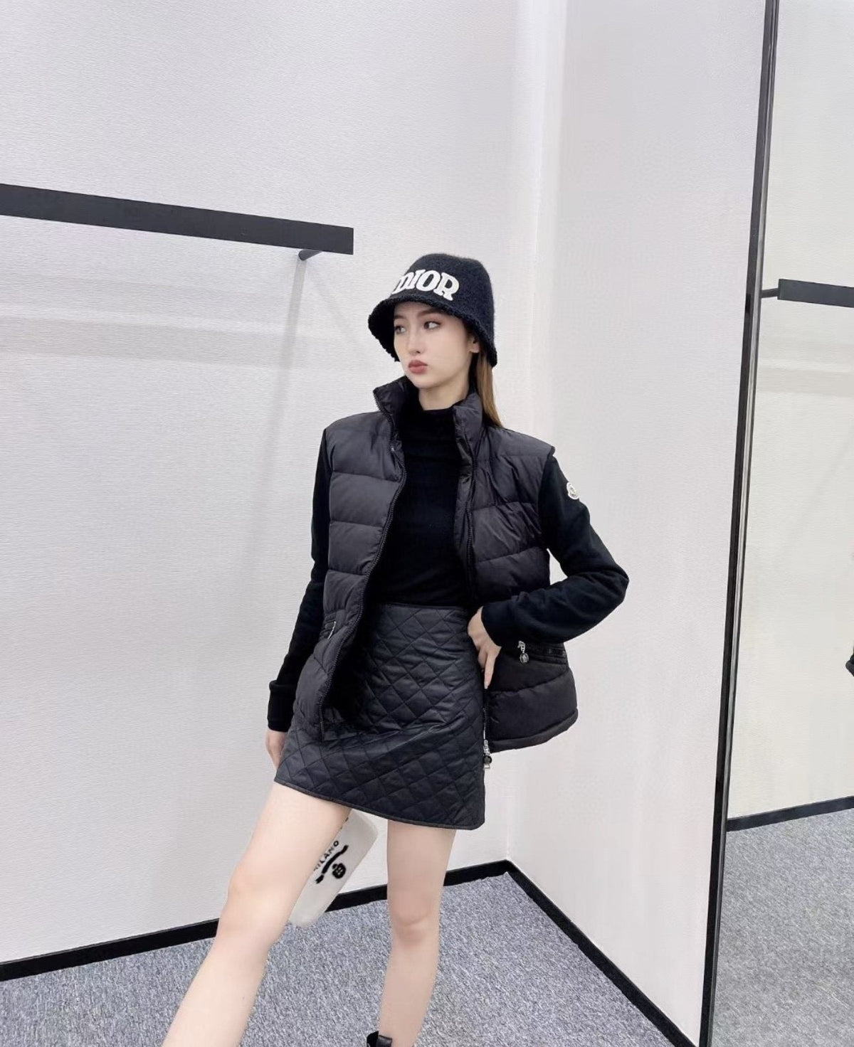 Moncler Quilted Front Knit Jacket — context