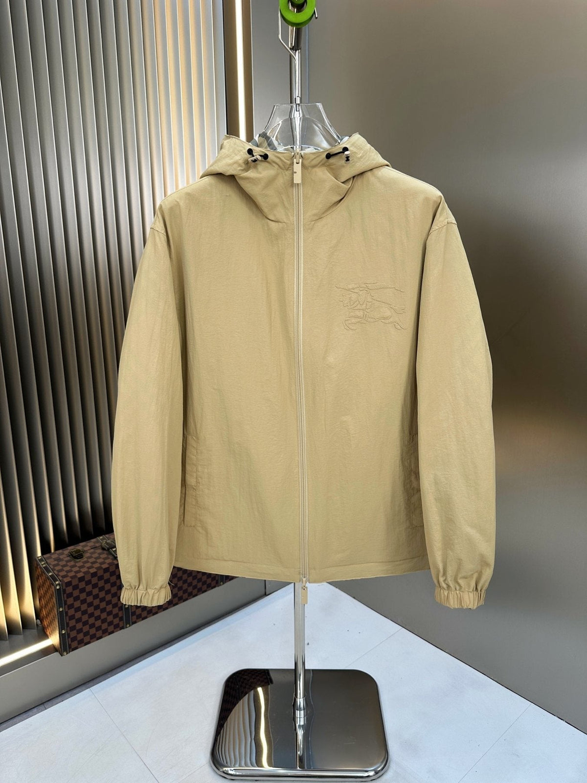 2026 Original Jacket Reversible Beige Check Hooded Jacket — front