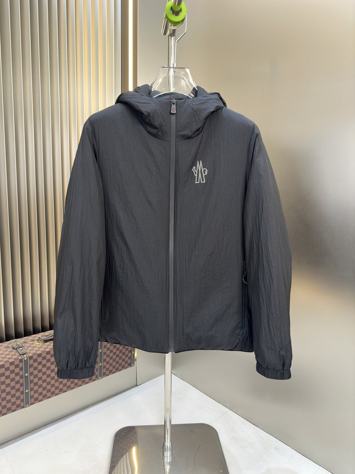 Moncler Black Hooded Puffer Coat — hero