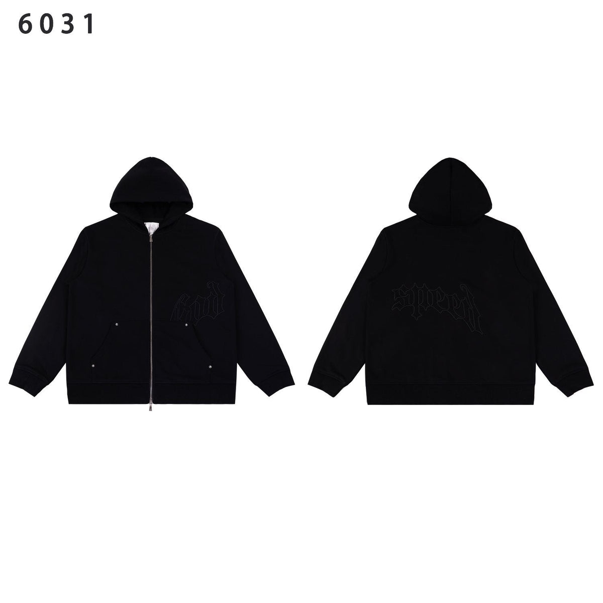 Godspeed Tonal Gothic Zip Hoodie — front