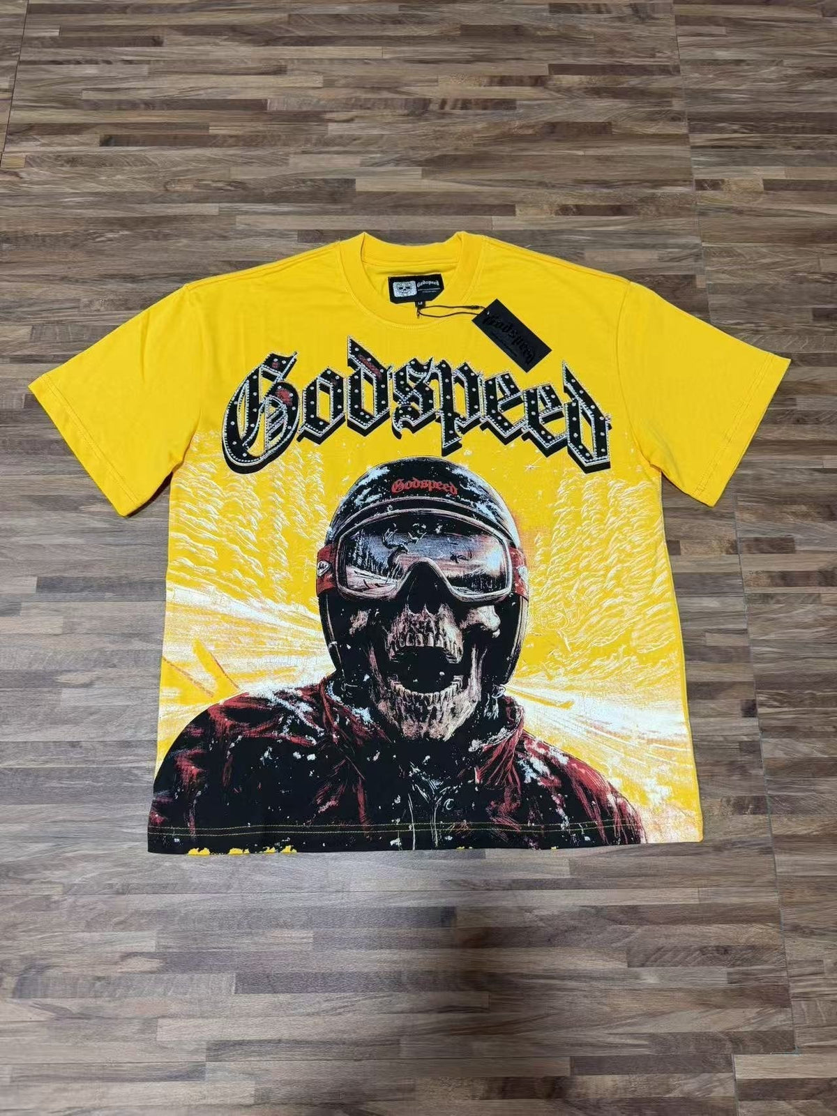 Godspeed Motorcycle Skull Graphic Short-Sleeve T-Shirt — front