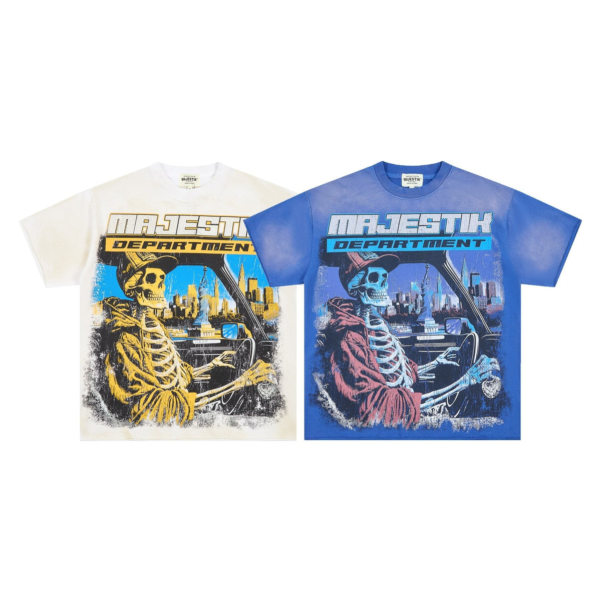 MAJESTIK Skeleton Driver Graphic T-Shirt — comparison