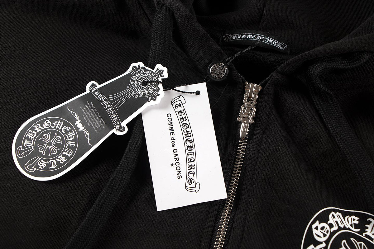 Chrome Hearts Rainbow Horseshoe Graphic Zip-Up Hoodie — hang_tag