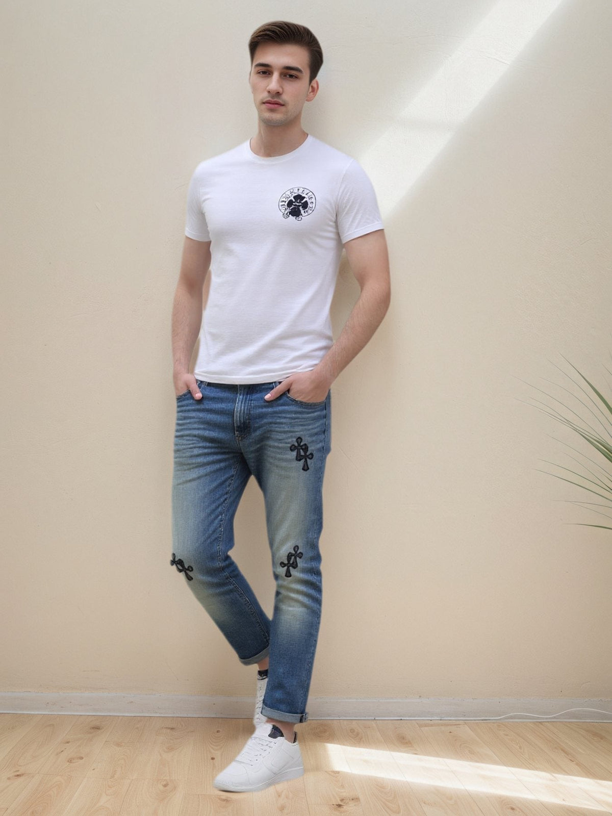 Chrome Hearts Cross Scroll Graphic Short-Sleeve T-Shirt — context