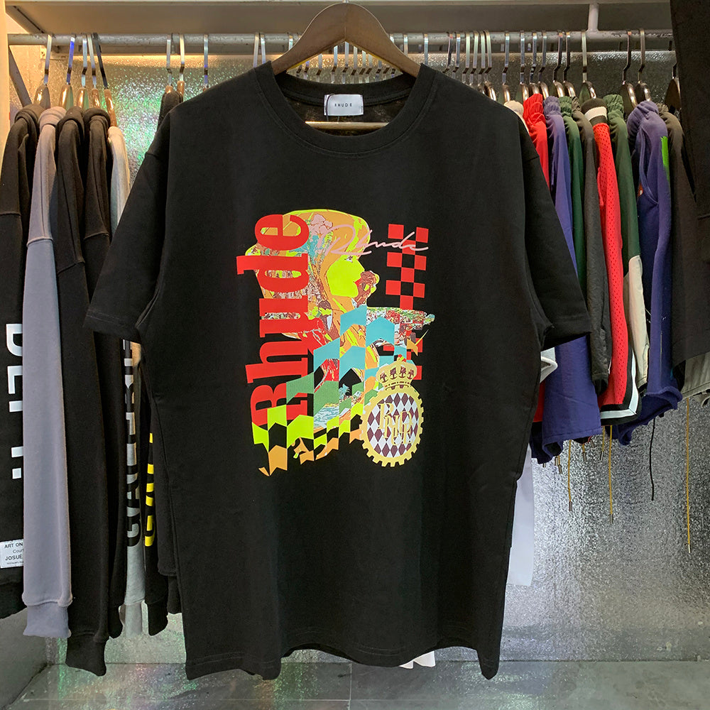 Rhude T-shirts Cotton Short Sleeves Loose Men and Women