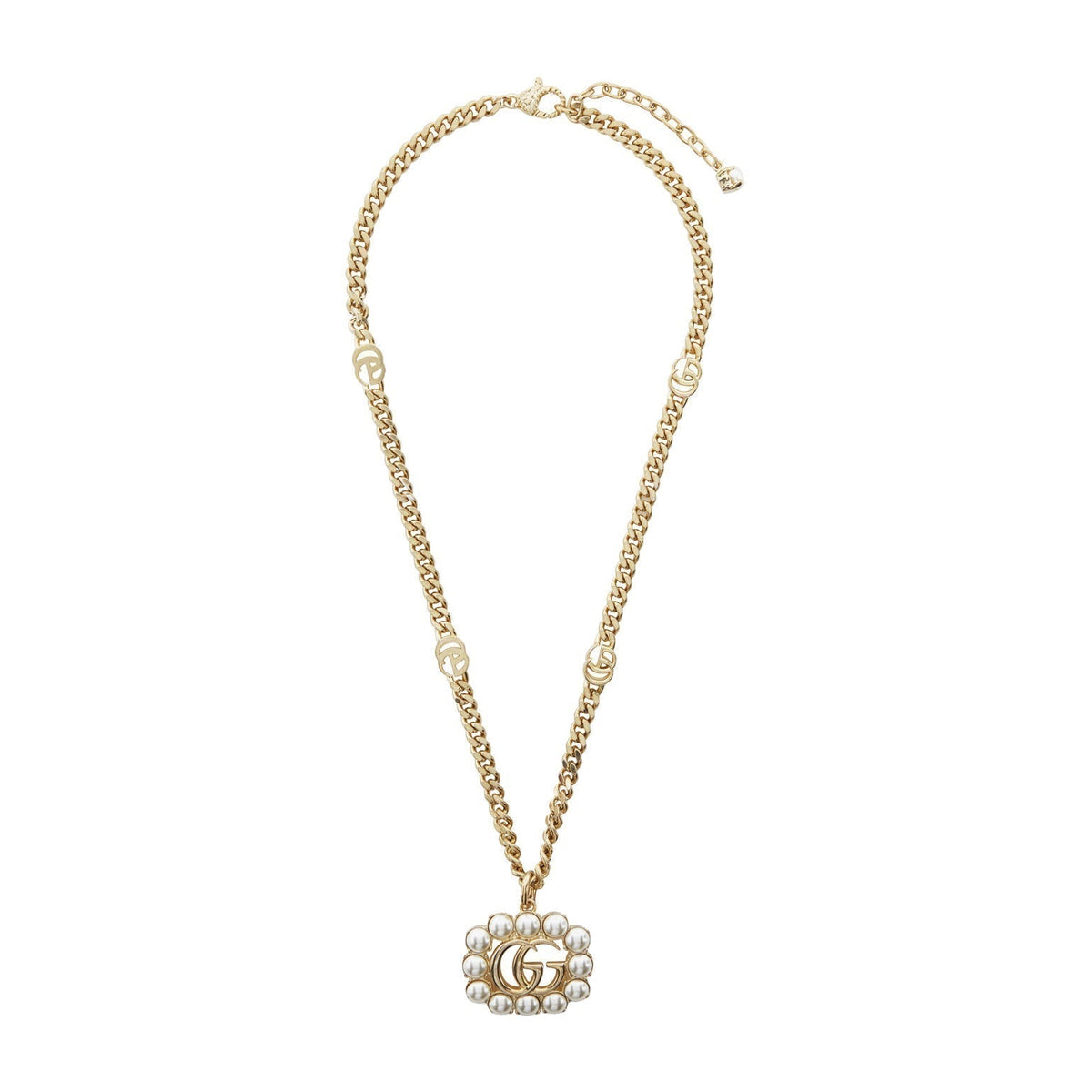 Gucci Double Pearl Double Gucci 18K Gold Necklace