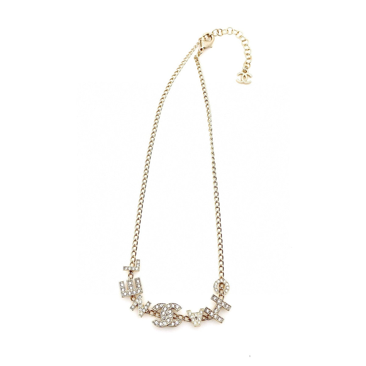 Chanel Script Diamonds 18K Gold Necklace