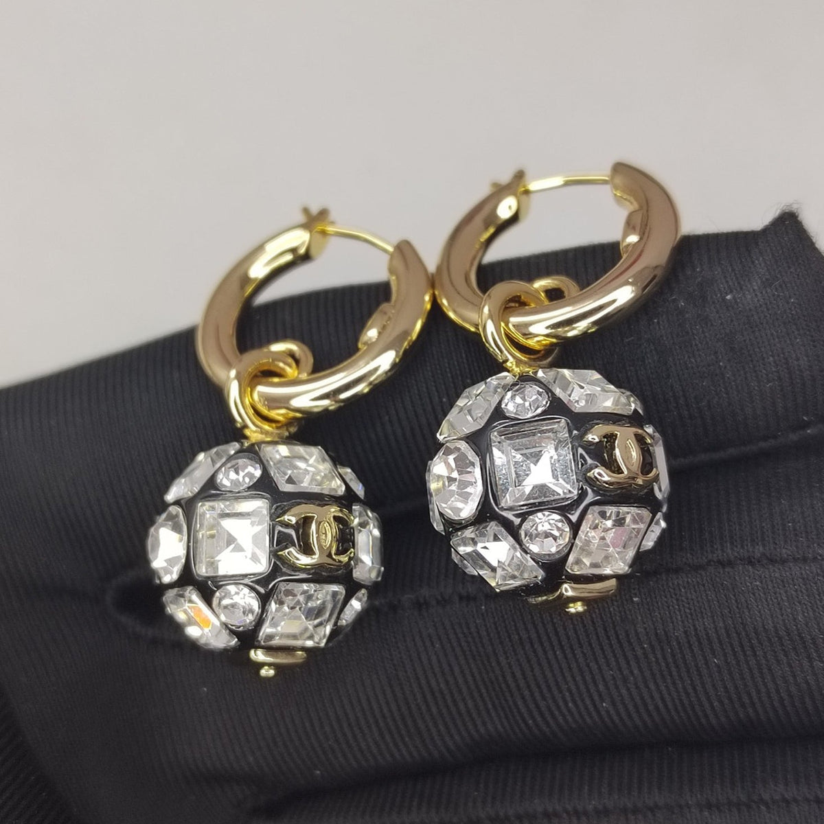 Chanel Ball Crystals 18K Gold Earrings
