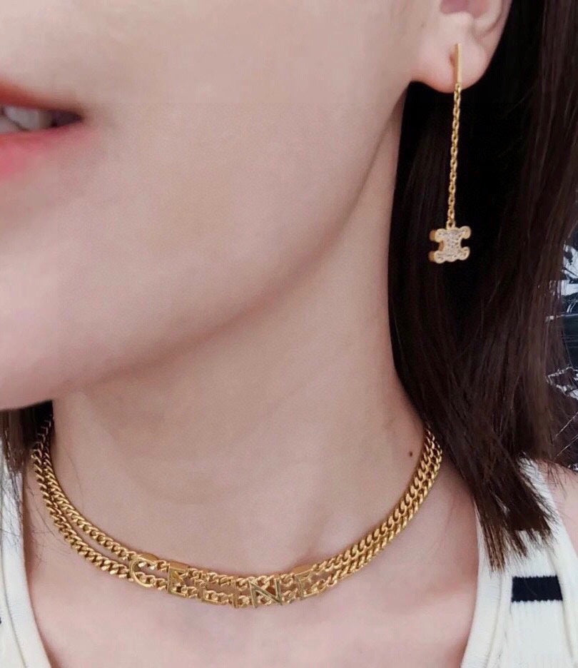 Celine Script Choker 18K Gold Necklace