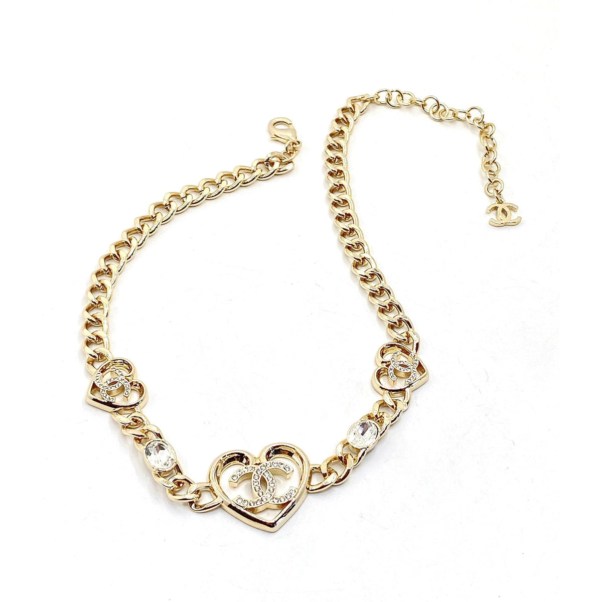 Chanel Heart Diamonds Chain 18K Gold Necklace