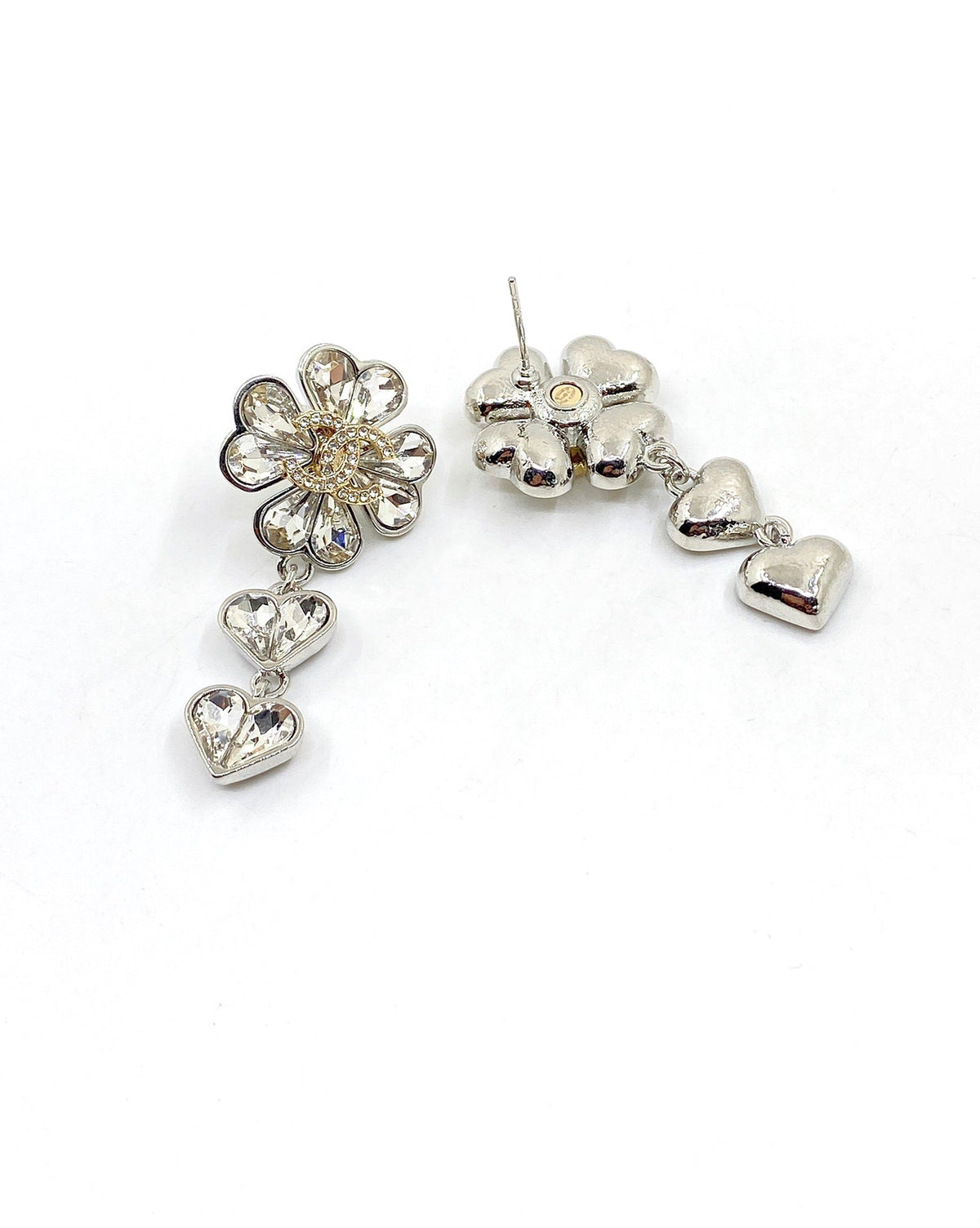 Chanel Crystal Flower 18K Gold Earrings