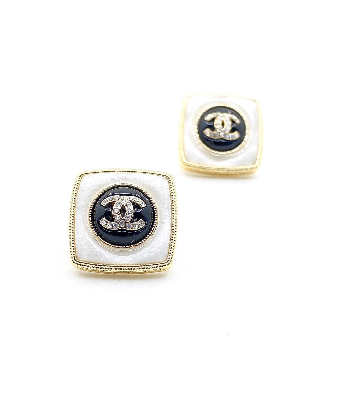 Chanel Pearl Square 18K Gold Earrings