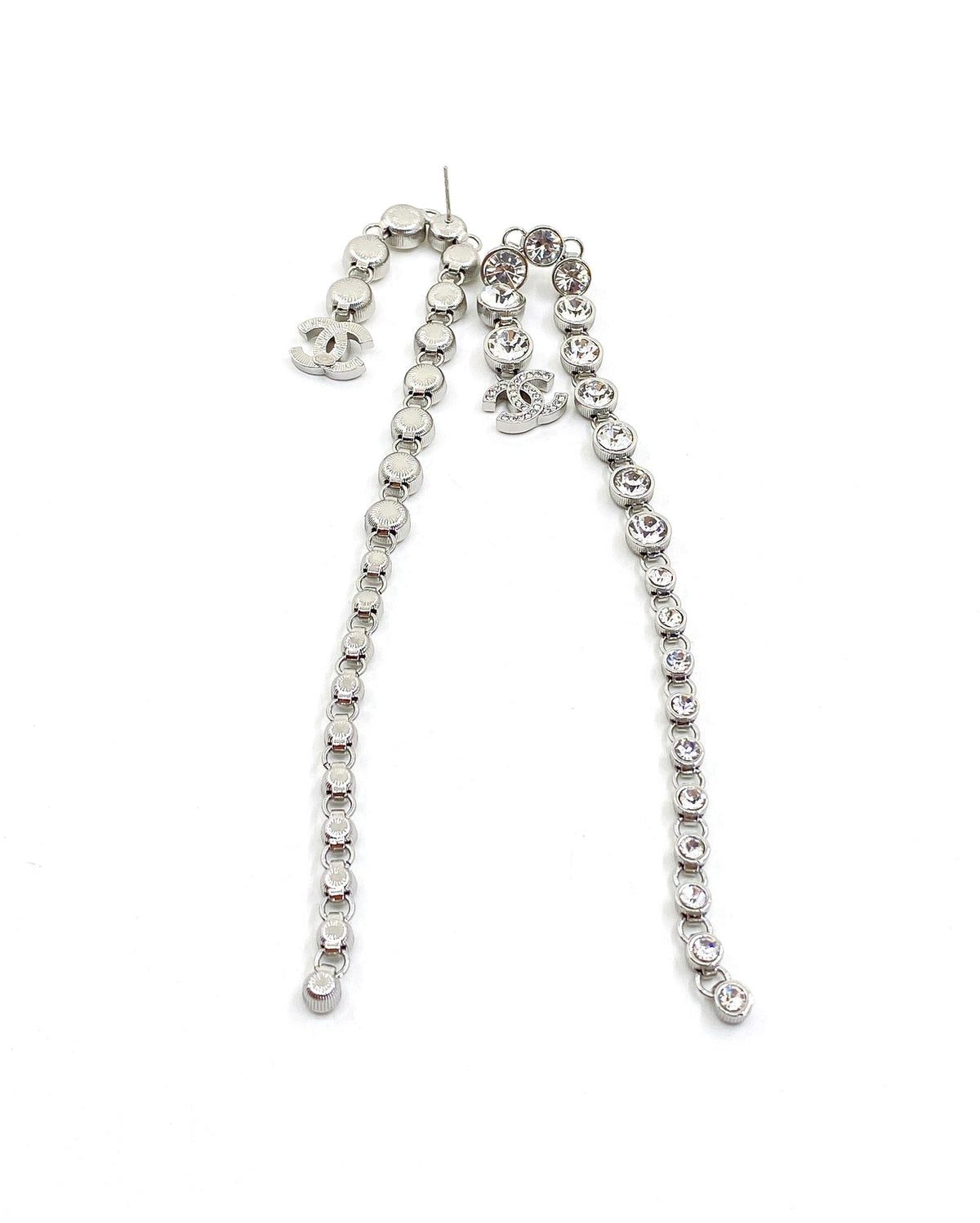 Chanel Long Crystal 18K Gold Earrings
