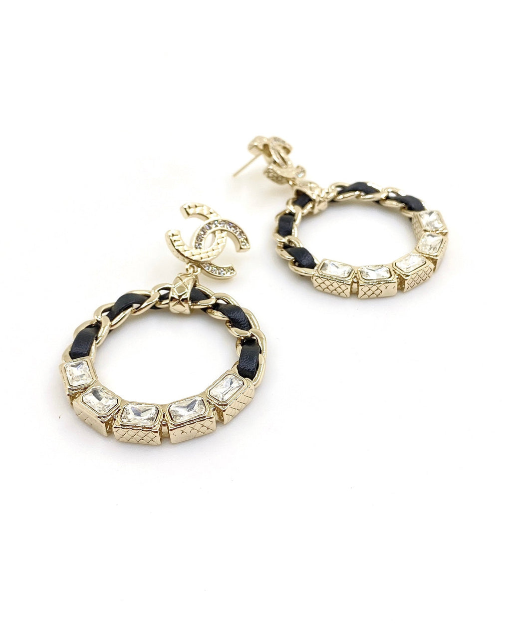 Chanel Round Crystals 18K Gold Earrings