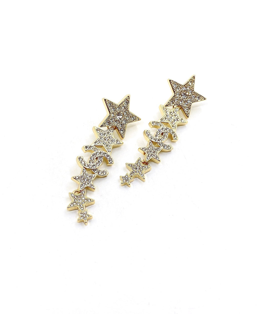 Chanel Star Diamonds Pendant 18K Gold Earrings
