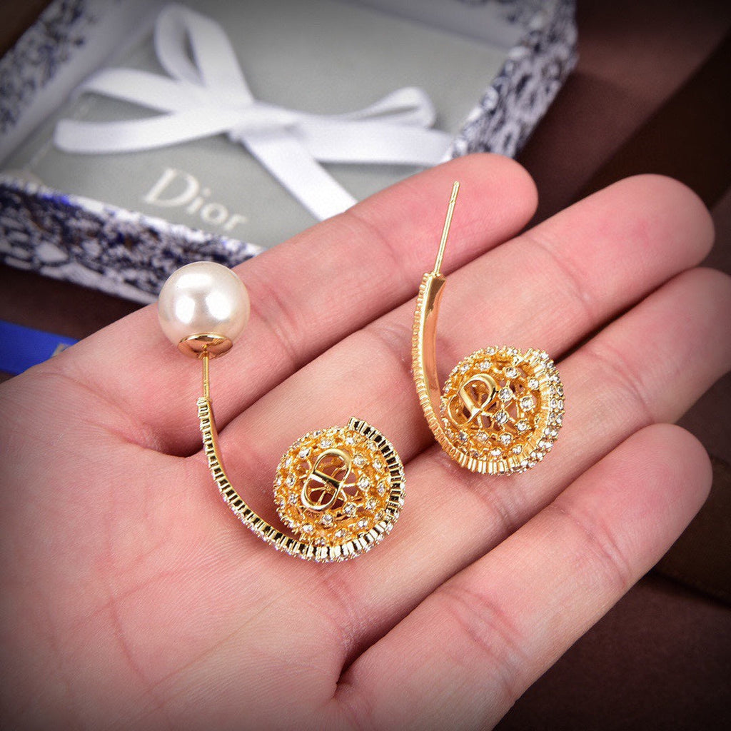 Dior Tribales White Resin Pearls 18K Gold Earrings
