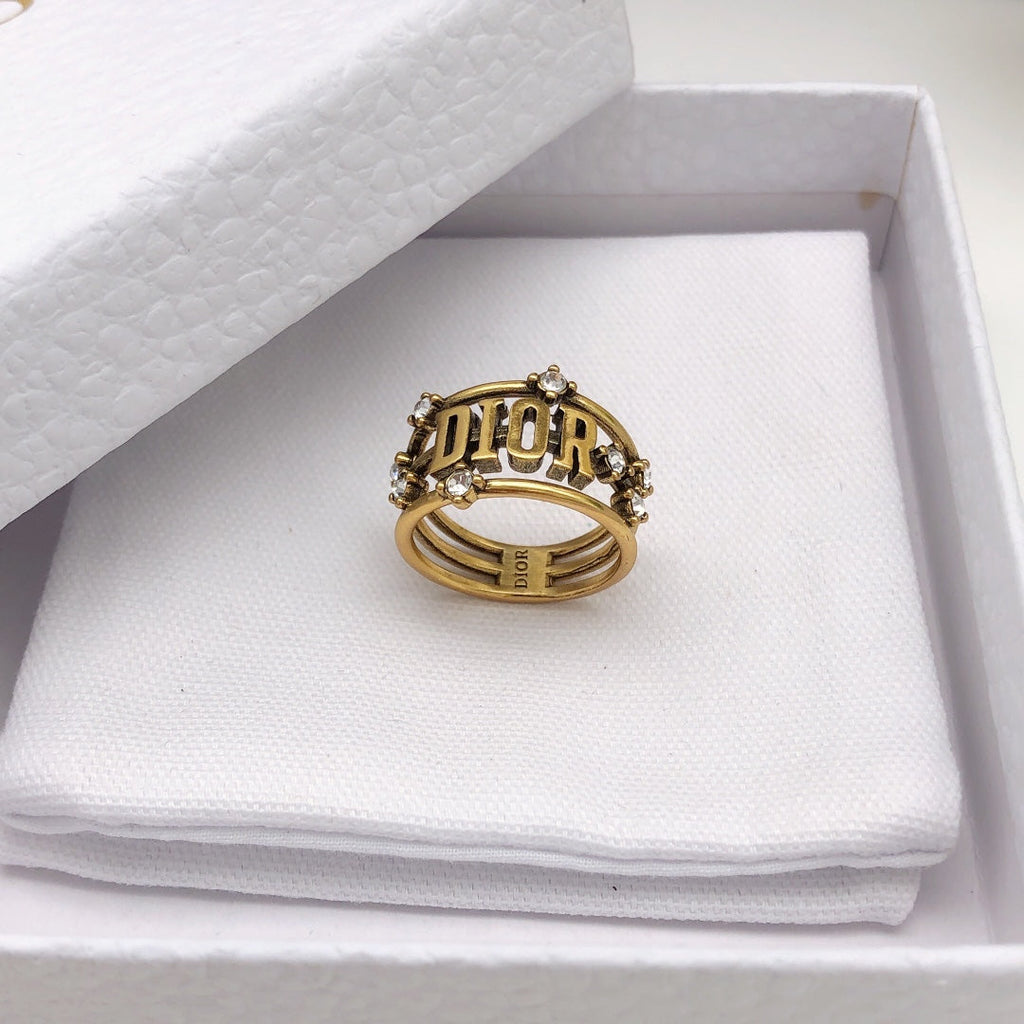 Dior Vintage Crystals 18K Gold Ring