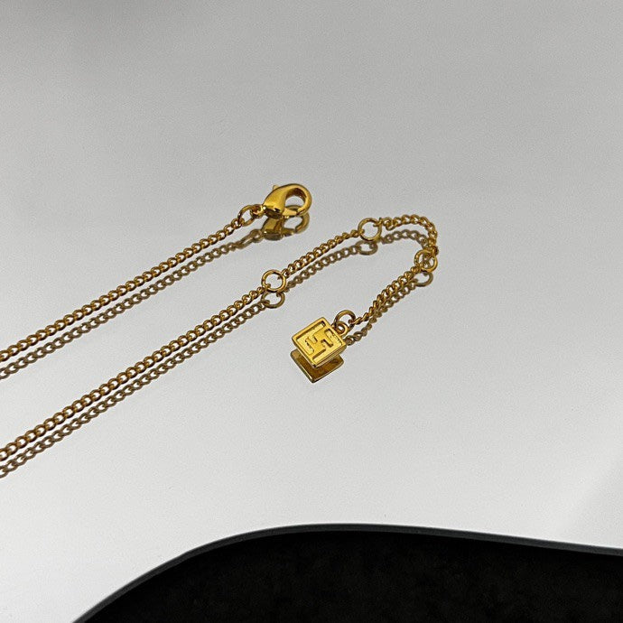 Fendi Forever Pink 18K Gold Necklace
