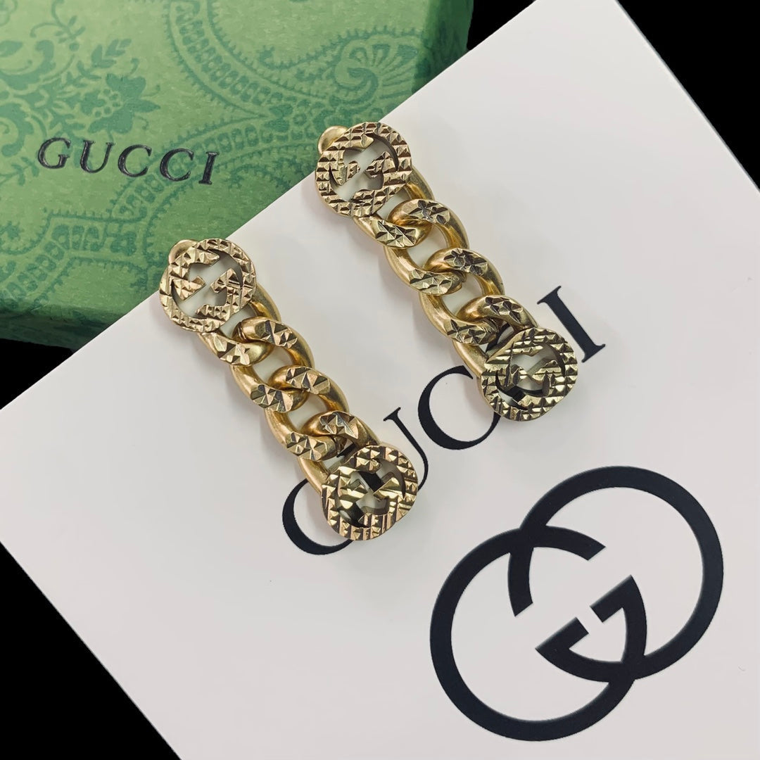 Gucci Double Chain 18K Gold Earrings